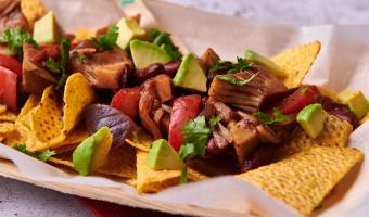 Premier Foods’ Bisto Mexican Jack fruit and Bean Birria with Avocado on Nachos