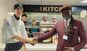 Celebrity chef Levi Roots visits hospitality & catering students