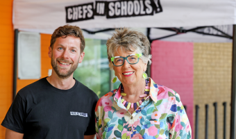 Prue Leith and Chefs in Schools director Sam Phillips