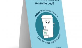 Starbucks Hubbub reusable cup trial Gatwick Airport customers South Terminal 