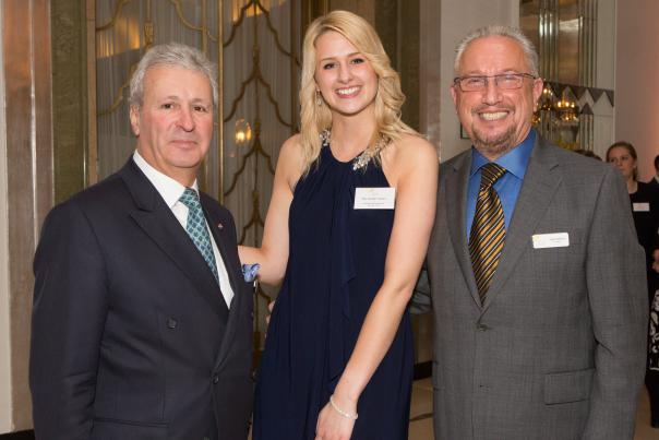 Winner Jennifer Santner (centre) with trustees Edward Griffiths (left) and Sergio Rebecchi (right)