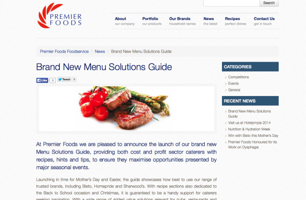 Image of Premier Foods Menu Solutions Guide 
