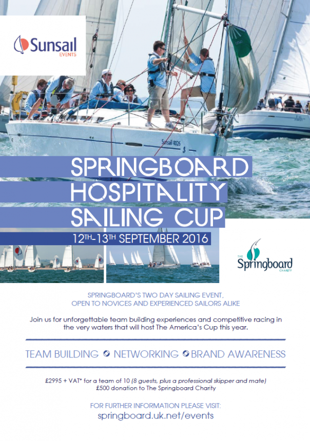 Springboard to host hospitality sailing cup fundraising event in September